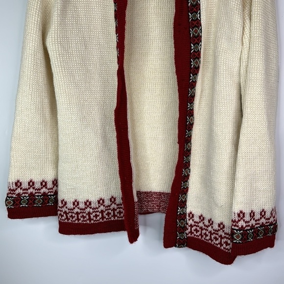 Vintage Nordstrikk White Red Nordic Wool Sweater Small - Picture 3 of 10